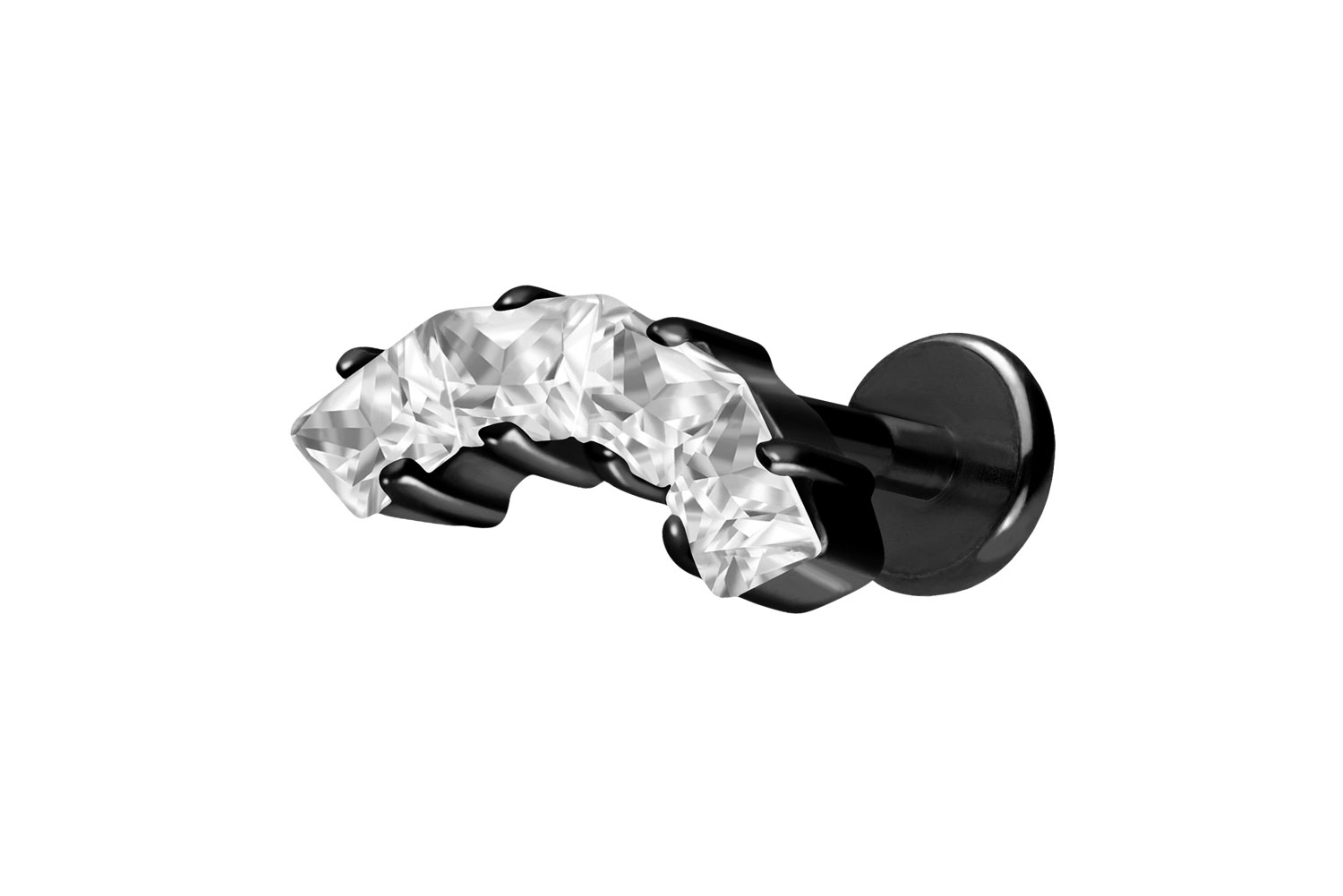 Titan Labret Piercing mit Push Fit EINGEFASSTE KRISTALLTRAPEZE